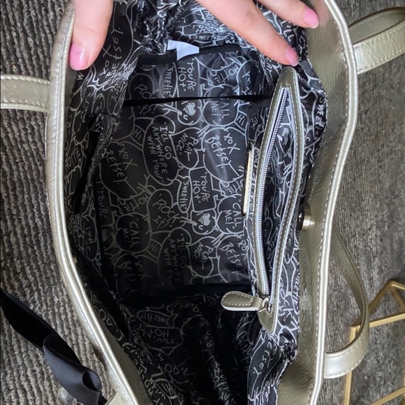 Betsy Johnson Signature Embossed Silver Tote - Picture 4 of 9